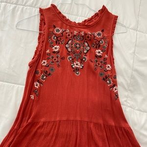 Red/Orange Embroidered Tank Top